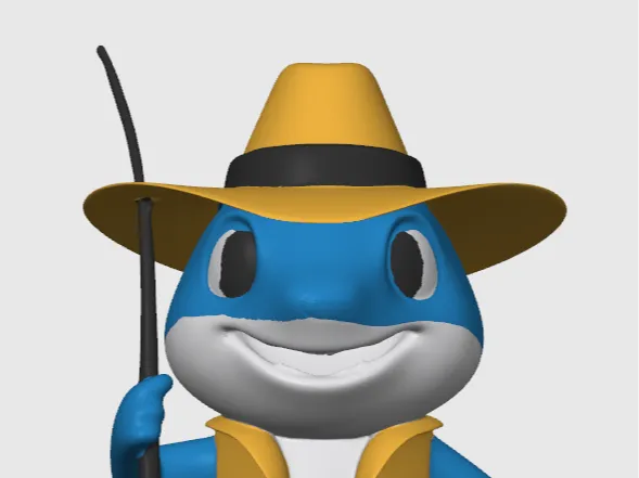 Shark with a fishing rod