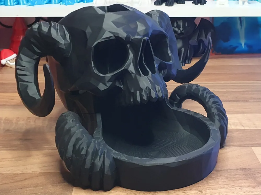 Demon Skull Dice Tower with Horns by Sasch_Print3d MakerWorld: Download ...