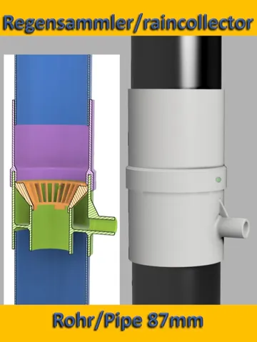Modelo para impresión 3D: schlanker Regensammler Rohr 87mm — vista de referencia 2