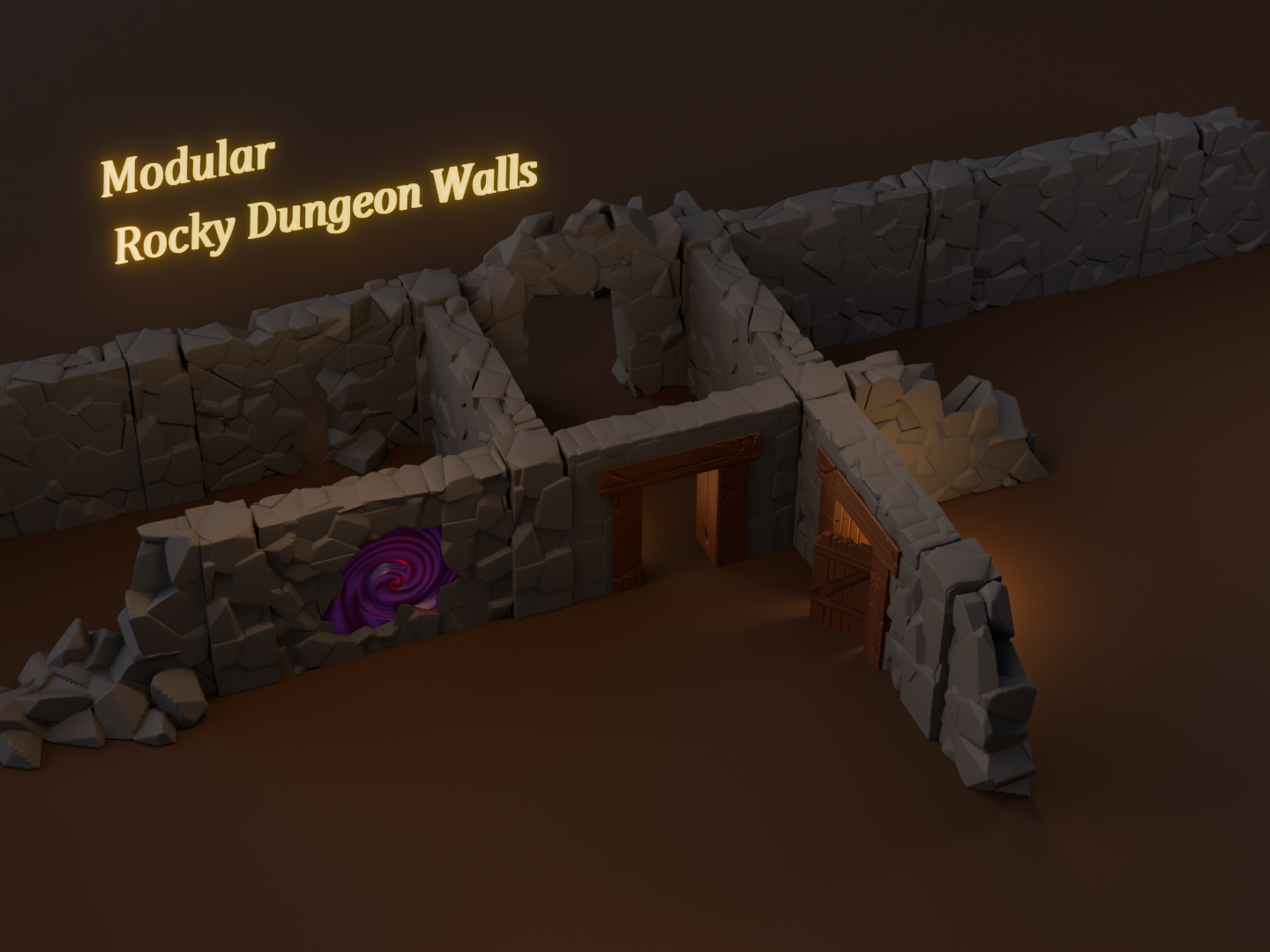 Modular Rocky Dungeon Walls – Tabletop Terrain Set