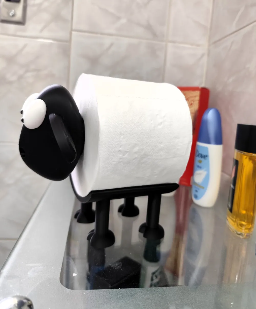 2-Pack Black Sheep Toilet Roll Holder – Freestanding 3D Printed Funny Bathroom Decor