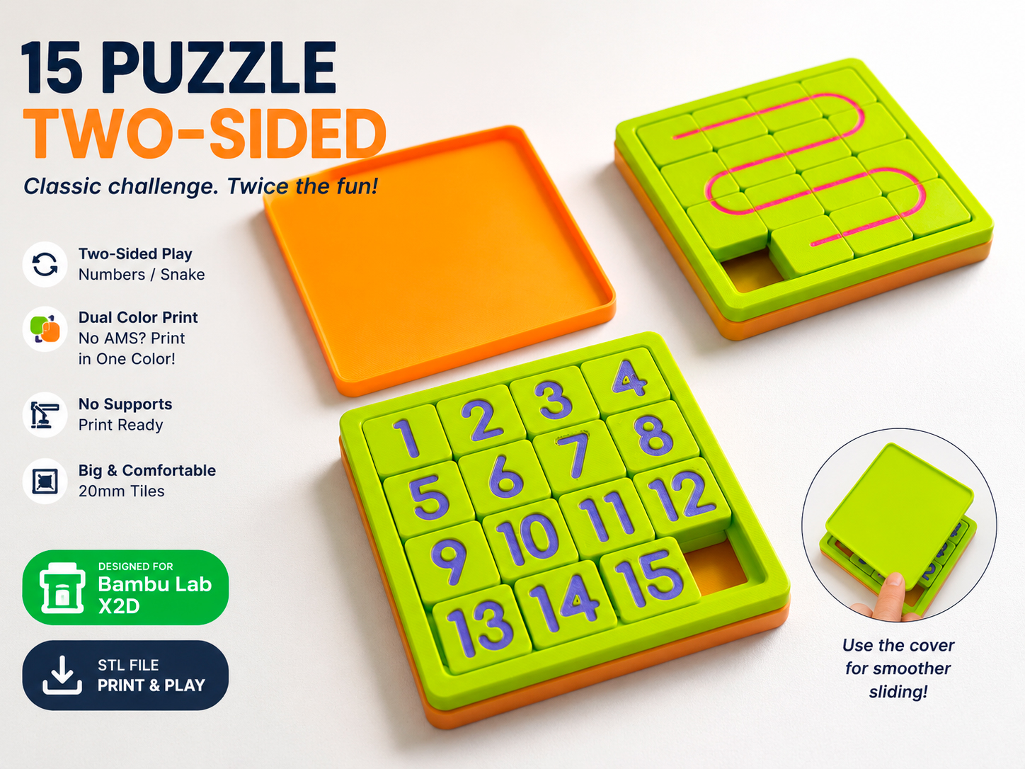 15 Puzzle – Double-Sided Sliding Puzzle