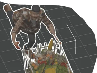 man on a shopping cart