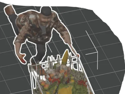 man on a shopping  cart