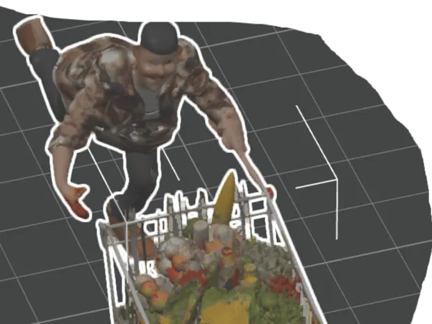 man on a shopping  cart