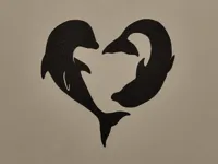Silhouette murale cœur dauphins — photo 1