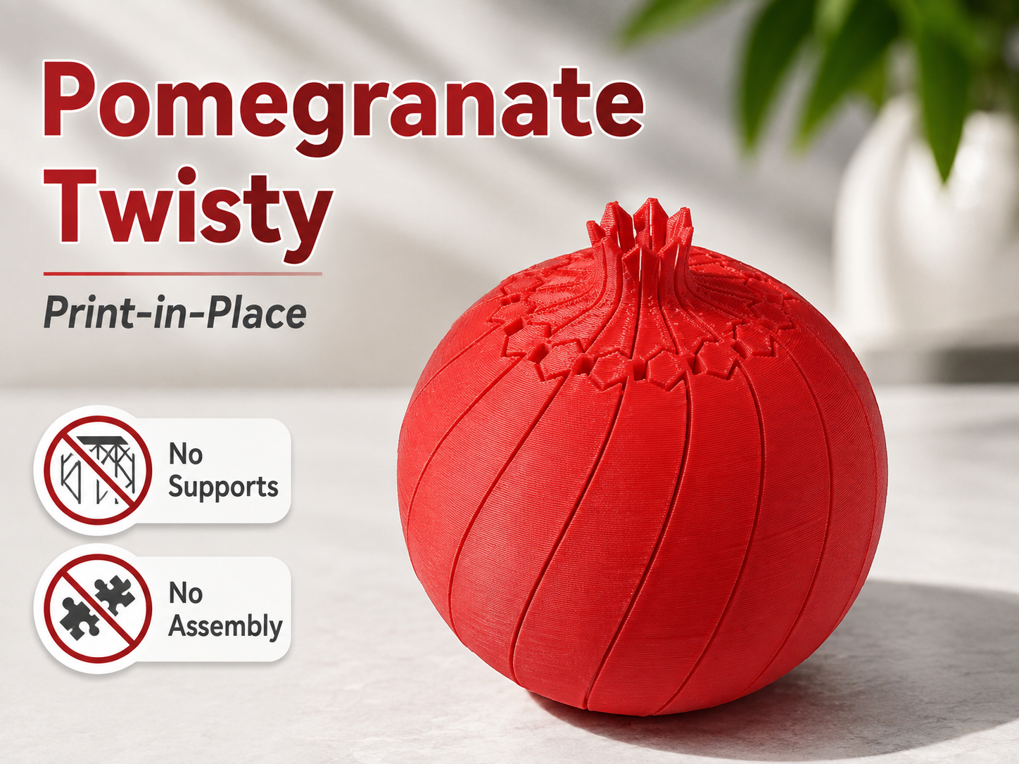 Pomegranate Twisty – Print-in-Place Toy 3D model
