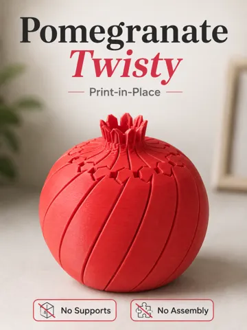 Letrero o emblema decorativo: Pomegranate Twisty – Print-in-Place Toy — vista de referencia 2