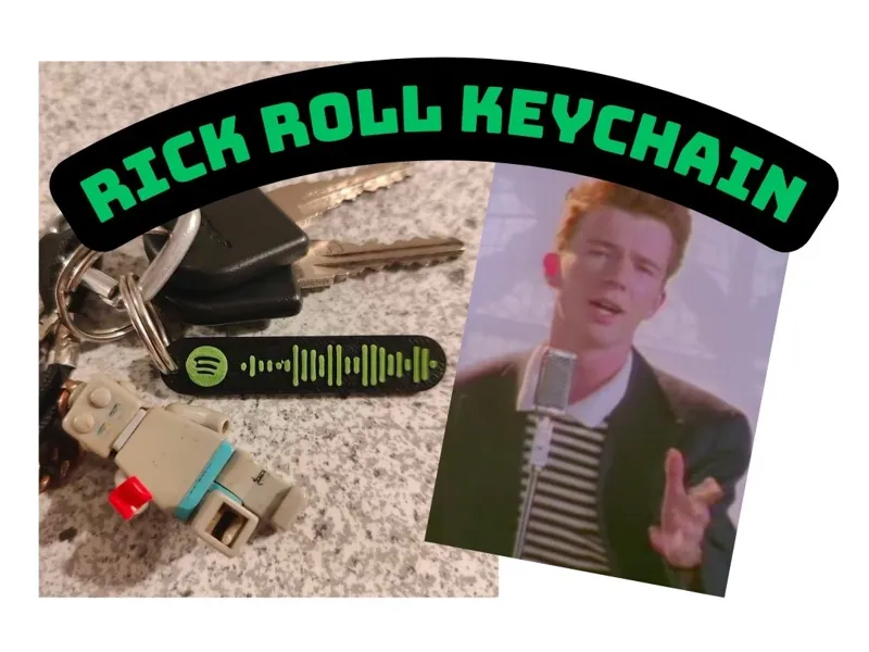 Rick Roll Spotify Code Keychain