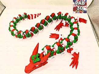 Articulated Christmas holly dragon - flexi