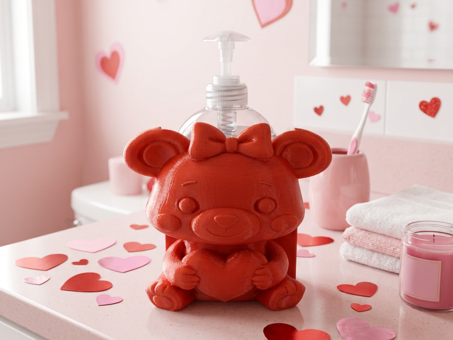 Valentine Bear Heart Soft Soap and BBW Holder