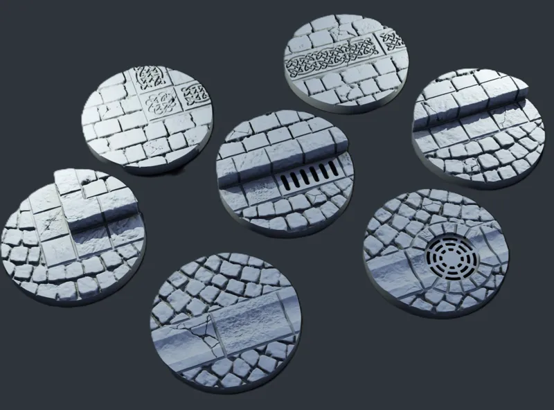 40mm Ruined Cobblestone City Bases