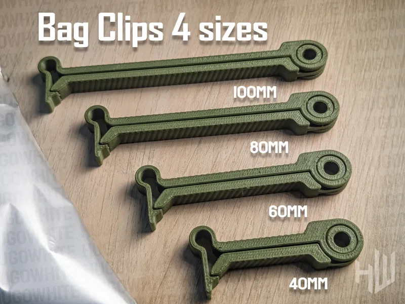 Bag Clips Print-in-Place V2 - 4 Sizes w/Side Grips