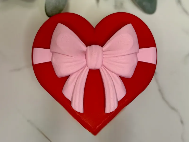 Bow Heart Valentines Gift Box with Lid