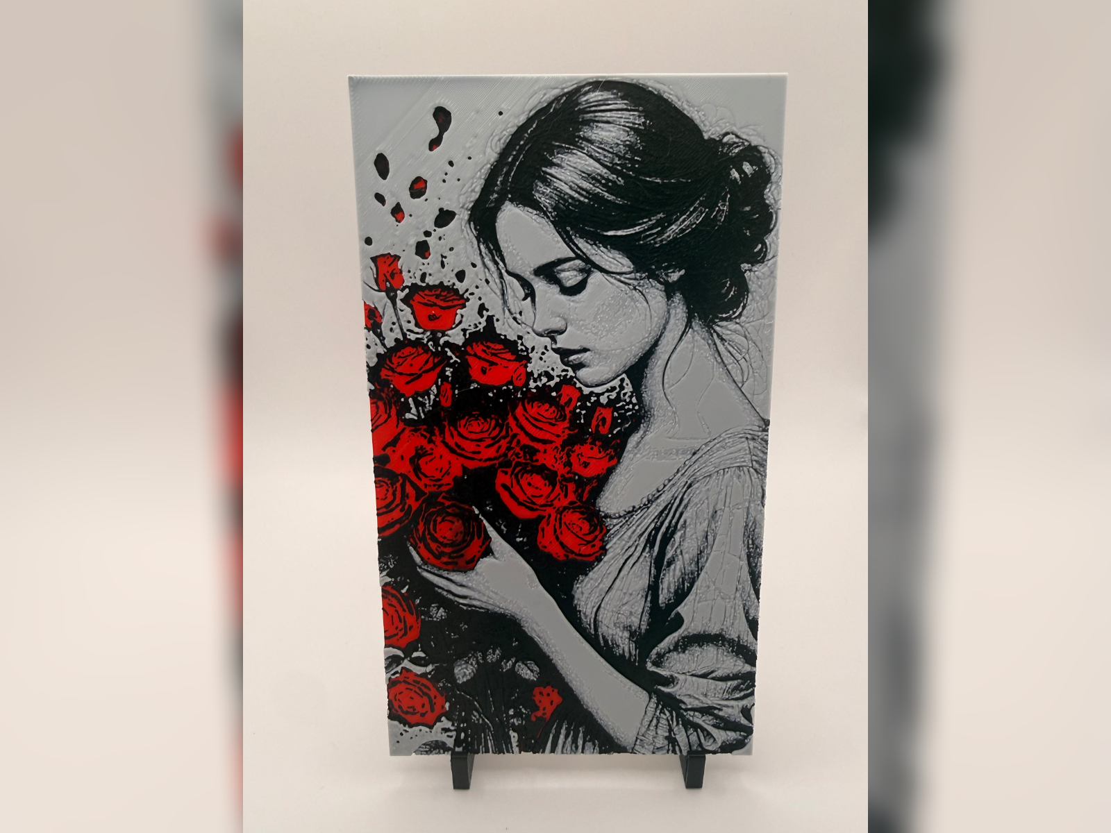 Crimson Rose Reverie Portrait hueforge print