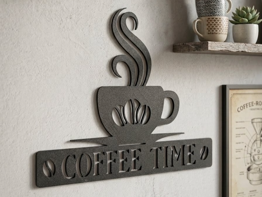 Coffee Time Wall Sign with Cup