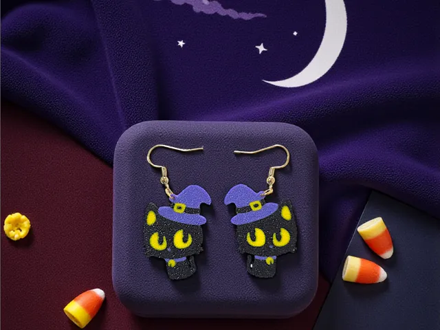 Cat witch earrings