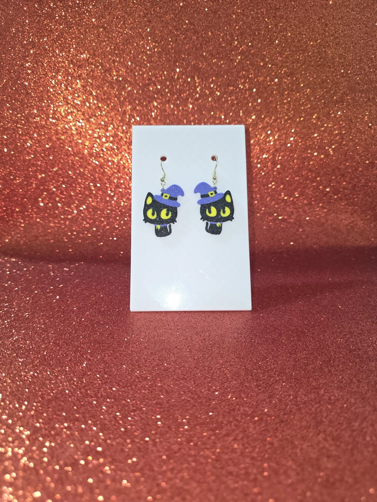 Cat witch earrings view 2