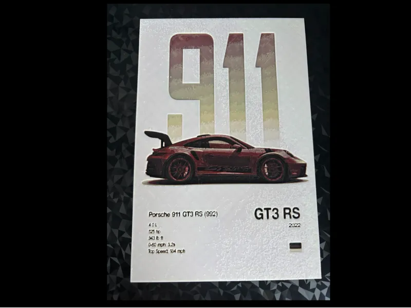 Porsche GT3 RS Hueforge 4 Color Poster 