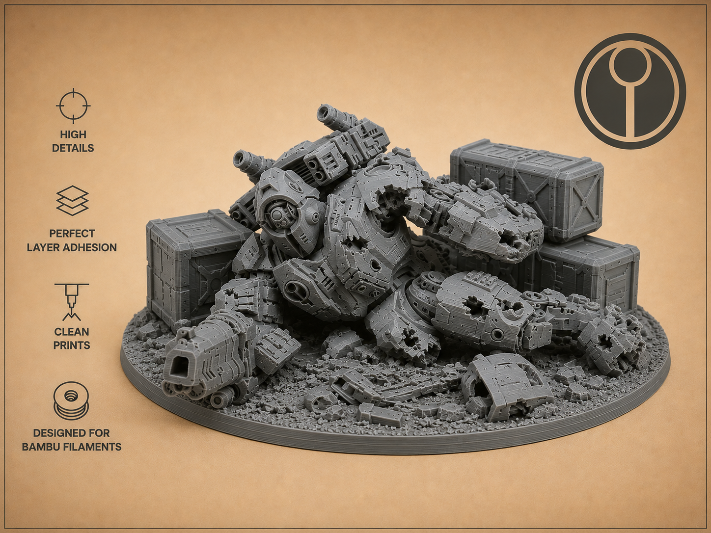 Tau Destroyed Battlesuit - Tabletop Terrain - 1