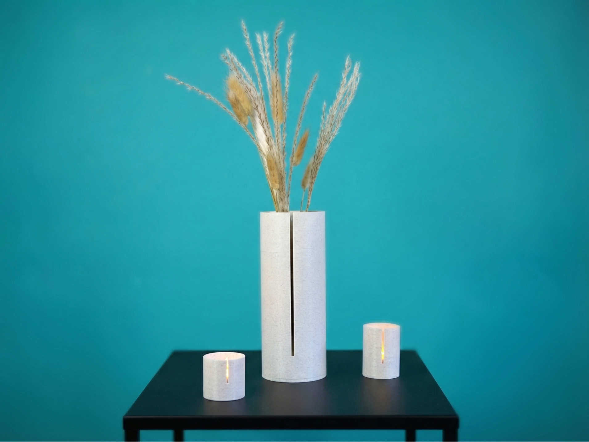 Modern Minimalist Slit Vase & Tealight Trio
