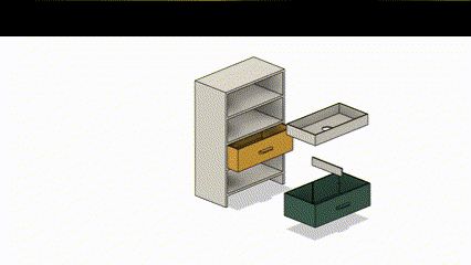 Shelf and drawers for the desk