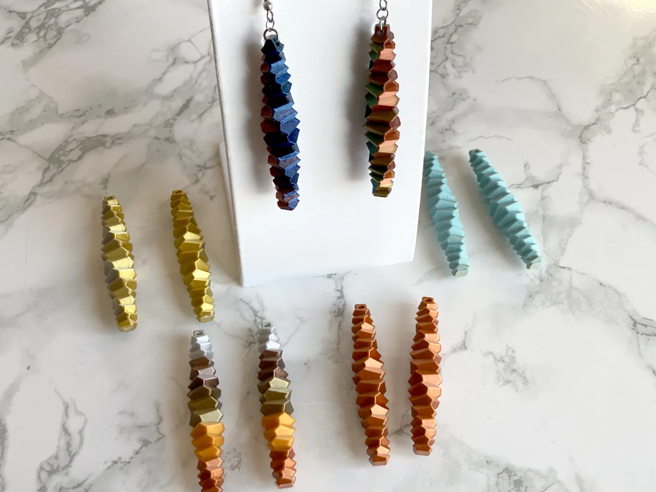 Stacked Faceted Earrings view 2