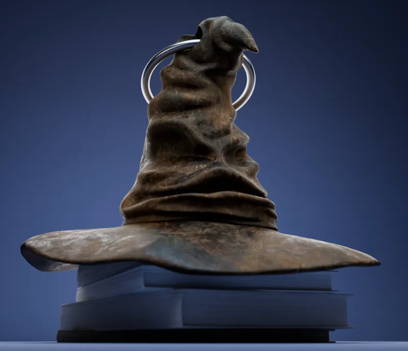 Sorting hat keychain and display