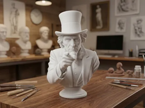 Figura decorativa: Uncle Sam 'I Want You' Bust - Classic Art Statue — referencia de MakerWorld