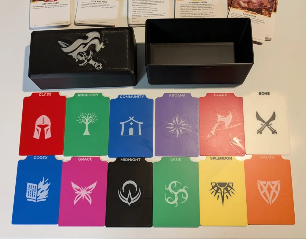 Daggerheart Card Case & Dividers - Free 3D Print Model - MakerWorld Daggerheart Card Case & Dividers - Free 3D Print Model - MakerWorld