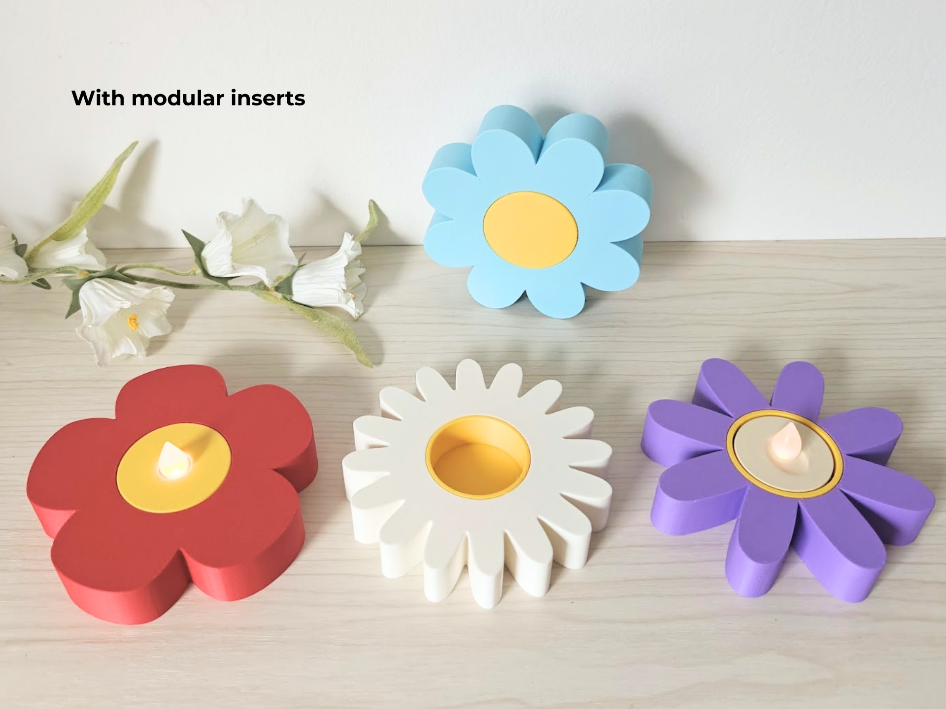 Miniatura 1 do modelo 3D Modular daisy tealight holders