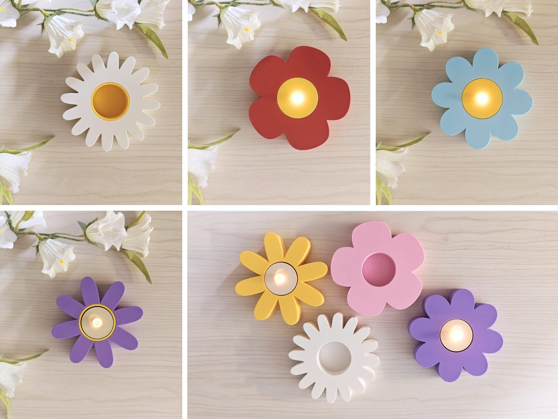 Modular daisy tealight holders