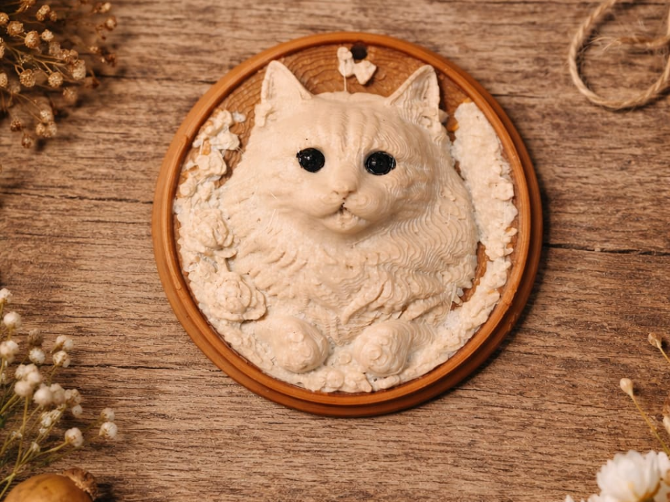 CAT 3D Relief Keychain Pendant Keyring