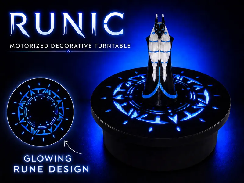RUNIC - Motorized turntable, glowing rune design