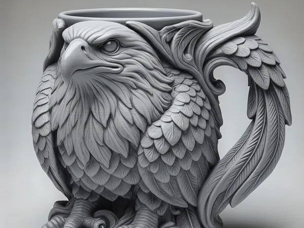 Pot à crayons aigle aux plumes détaillées