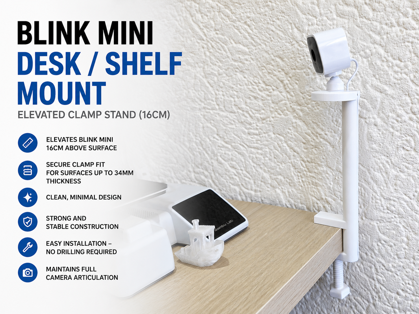 Blink Mini Desk / Shelf Mount – Clamp Stand