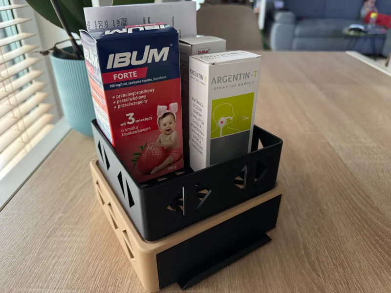 Organizational box with drawer and top open box