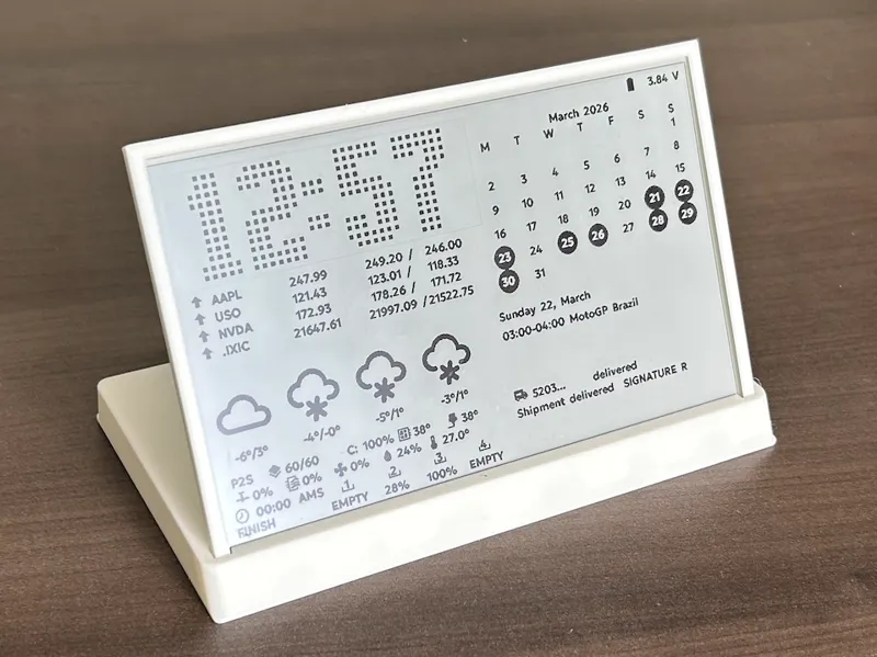Smart E-Paper Desk Dashboard (ESP32 • 7.5” )
