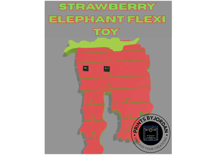 Strawberry Elephant Flexi Toy 