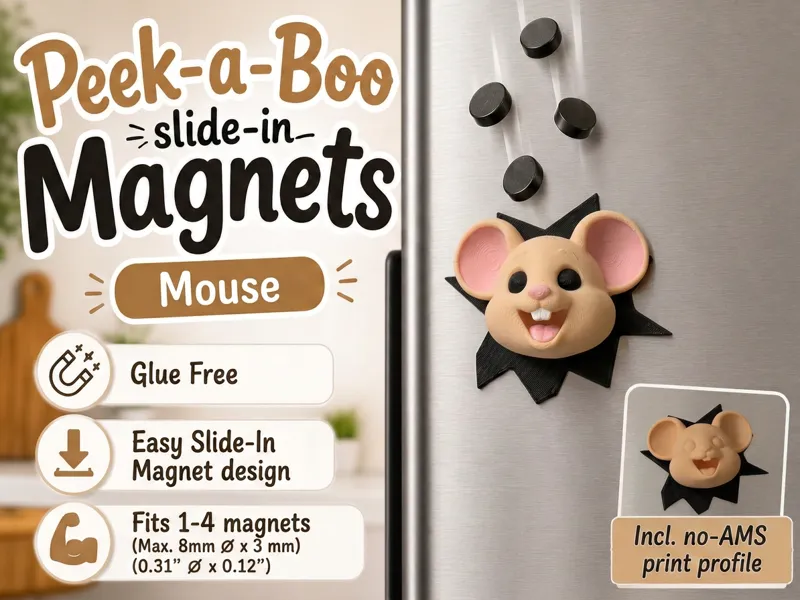 Mouse Peek-a-Boo Slide-In Magnet