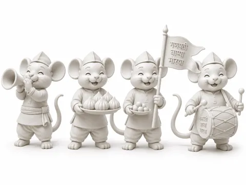 Modelo para impresión 3D: Ganpati Bappa Morya – Festive Mouse Set — referencia de MakerWorld
