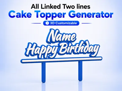 Custom Cake Topper Generator Two-line All Linked