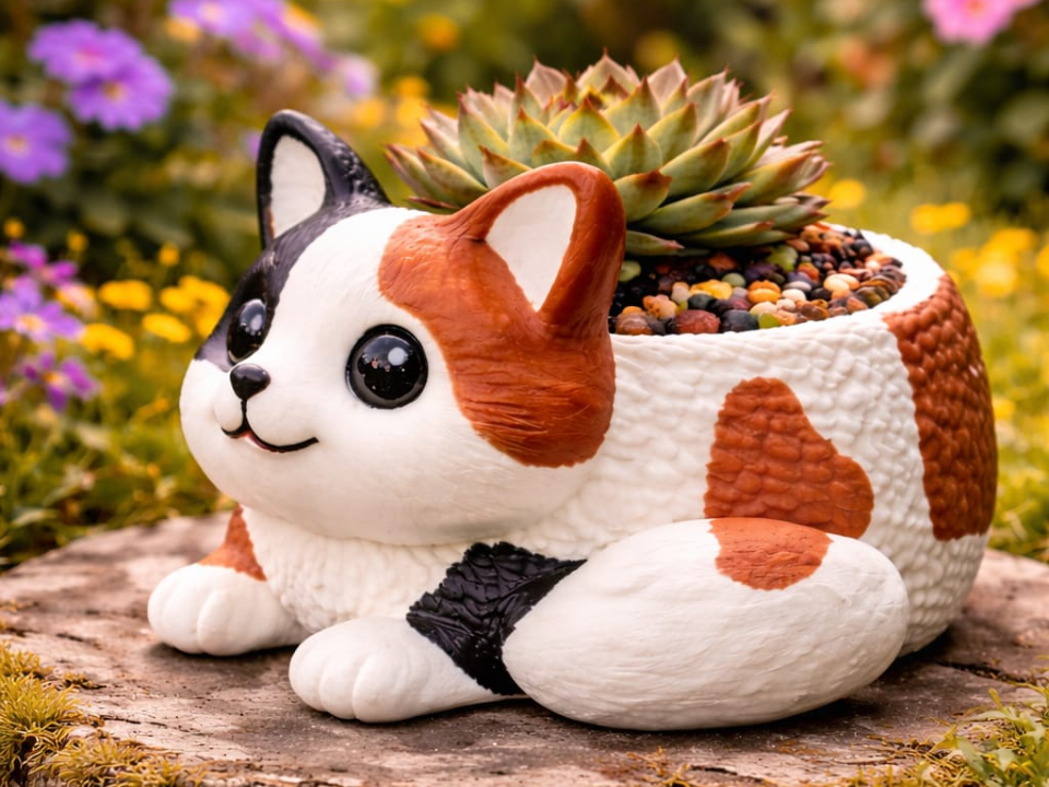 Süßer Katzen-Blumentopf  | Niedlicher Pflanztopf