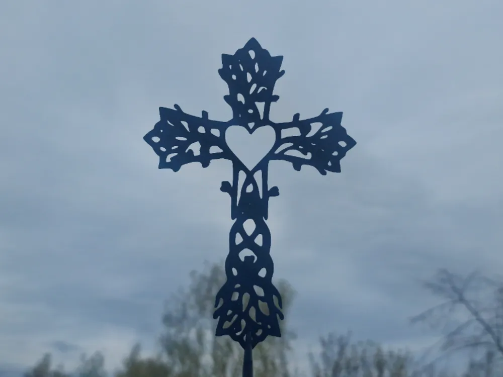 Floral Cross 2D Wall Art - Free 3D Print Model - MakerWorld