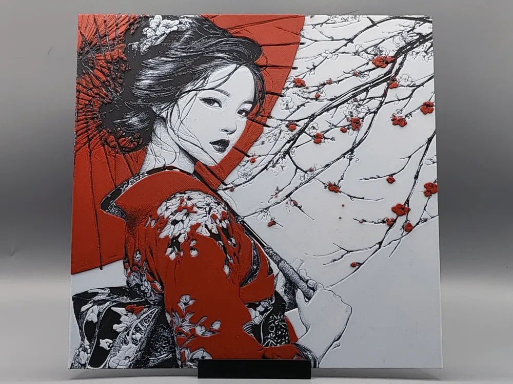 Cherry Blossom Geisha - Free 3D Print Model - MakerWorld