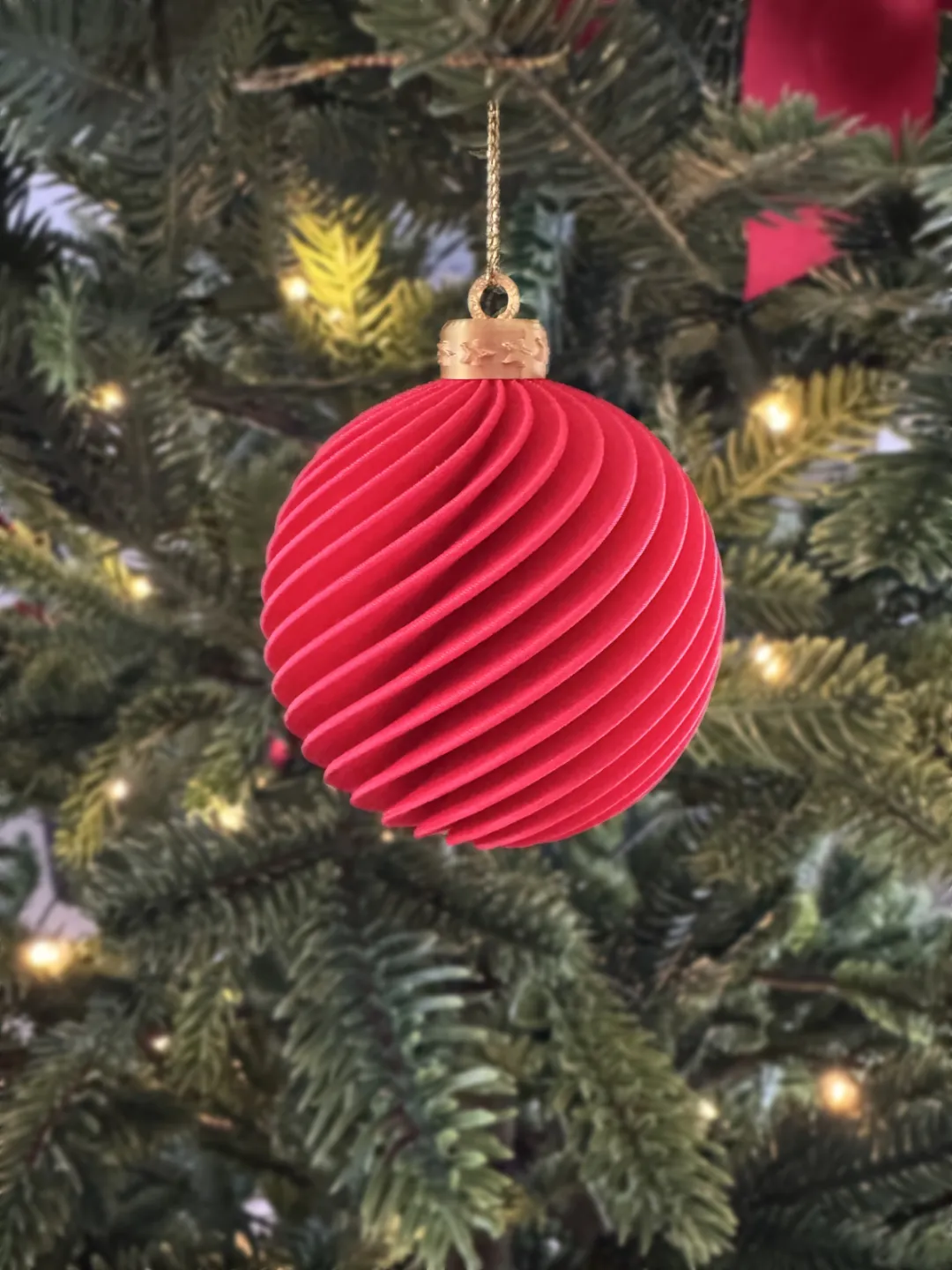 Spiral Christmas Tree Ball Ornament view 2