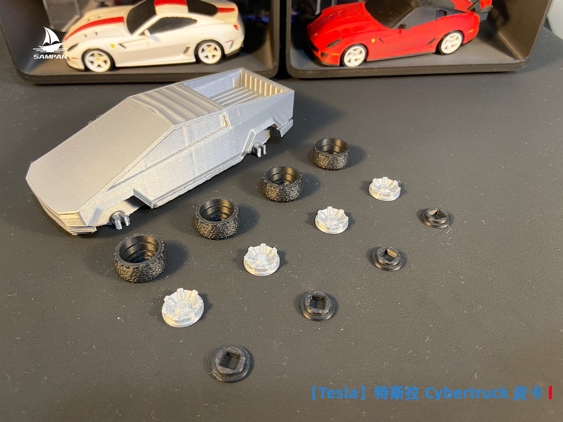 Miniatura 3 do modelo 3D 【Tesla】特斯拉 Cybertruck 赛博皮卡 纯电车 未来主义 组装/轮胎可动