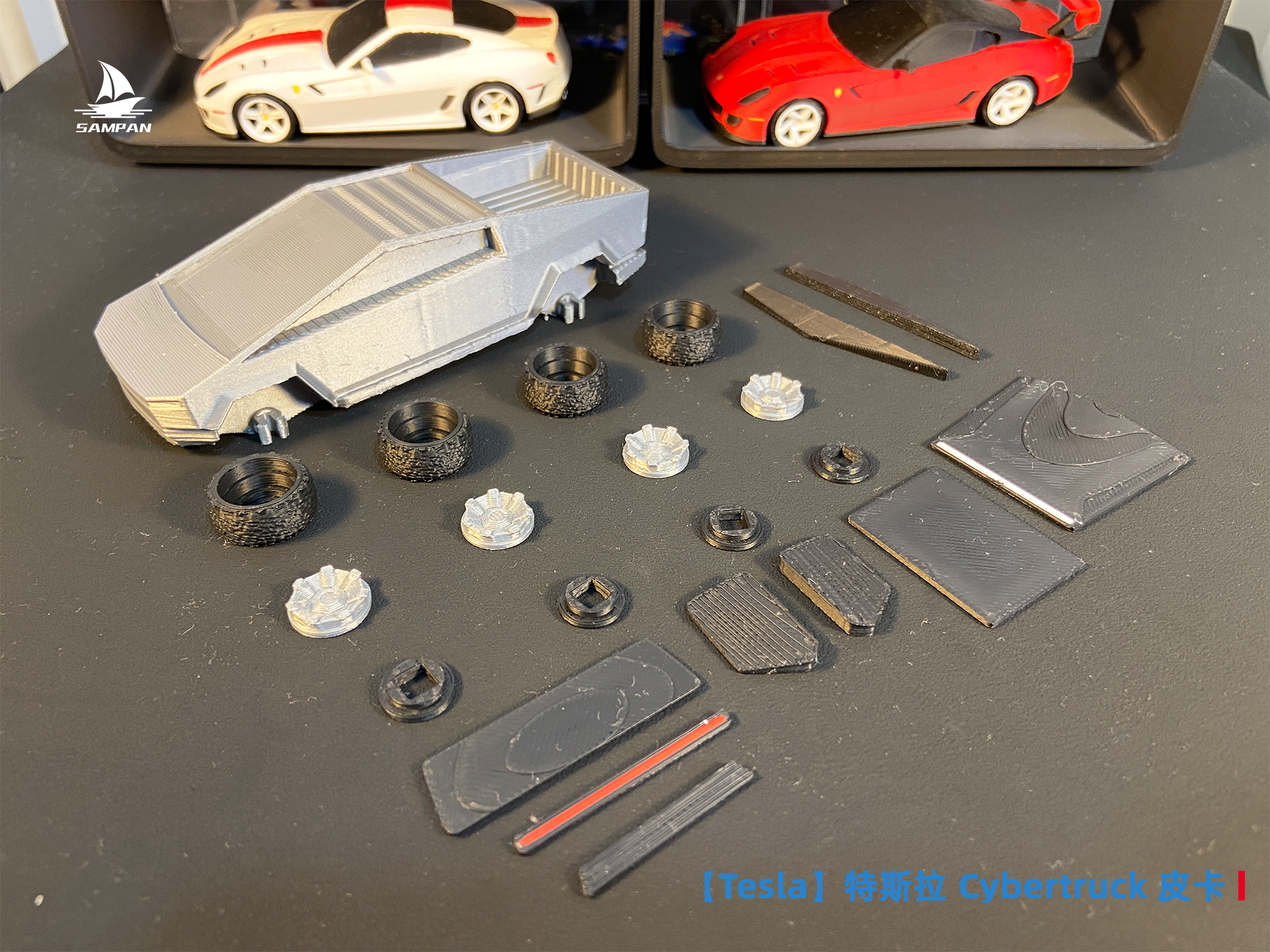 Miniatura 1 do modelo 3D 【Tesla】特斯拉 Cybertruck 赛博皮卡 纯电车 未来主义 组装/轮胎可动