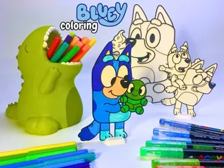 BLUEY coloring page + display stand