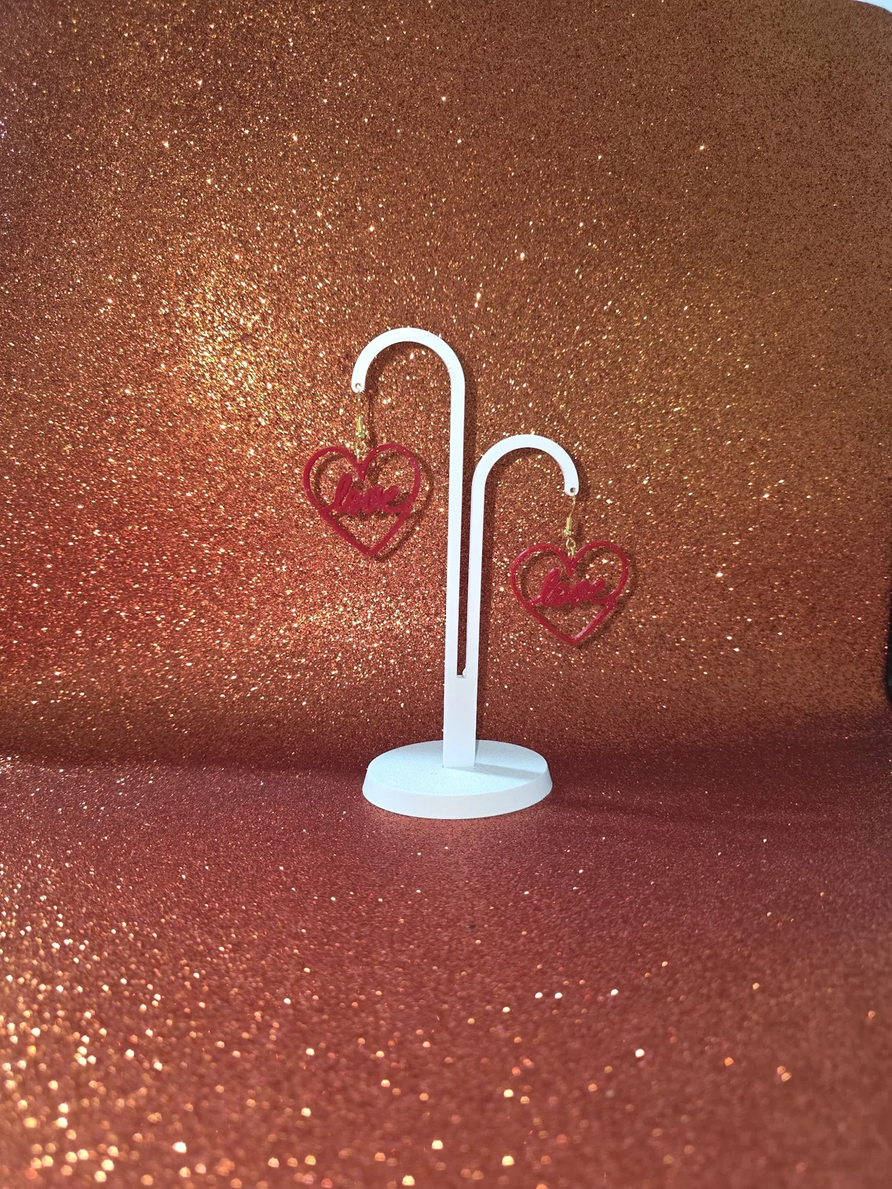 Love line heart earrings view 3